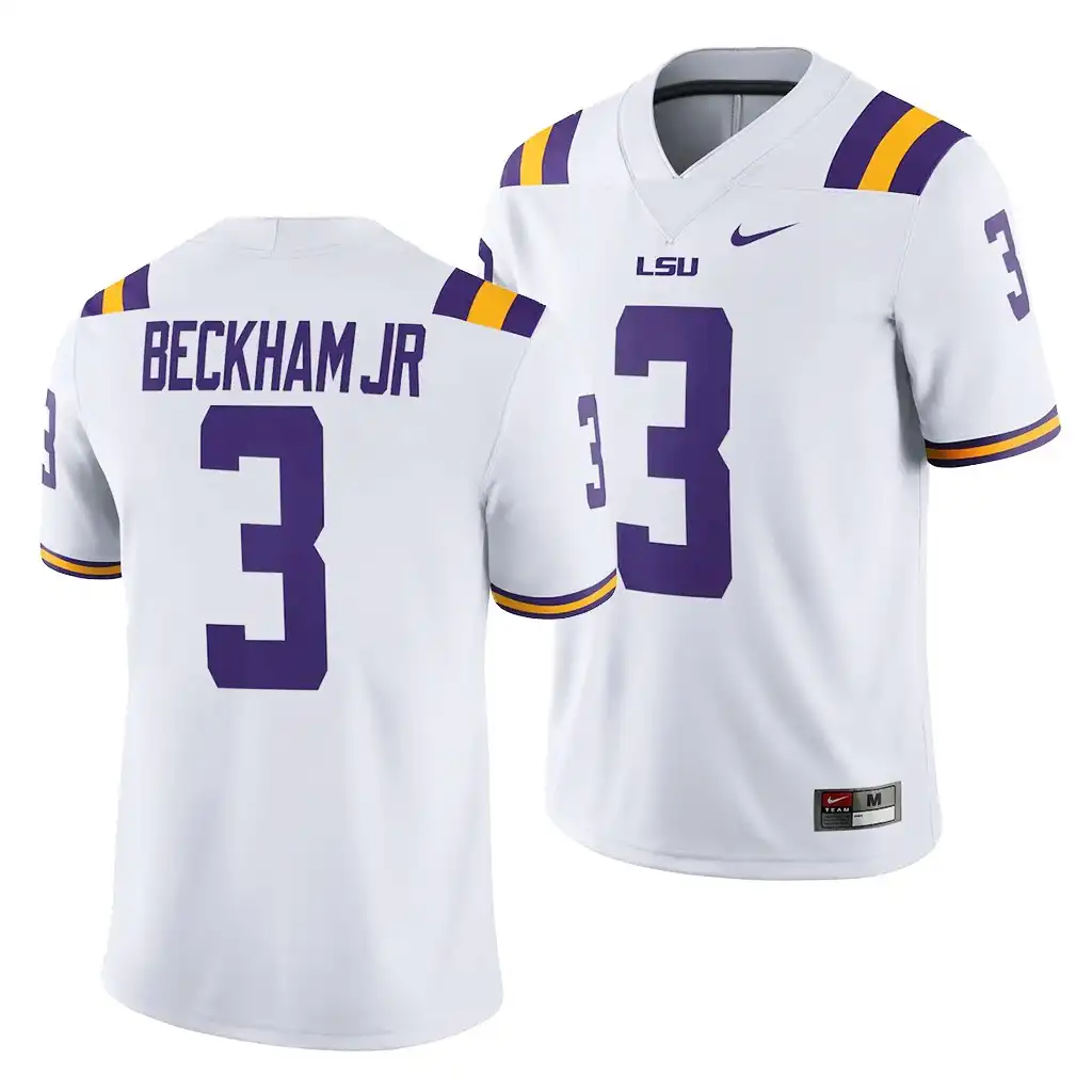 Men's LSU Tigers Odell Beckham Jr. #3 White Game NCAA Football Jersey